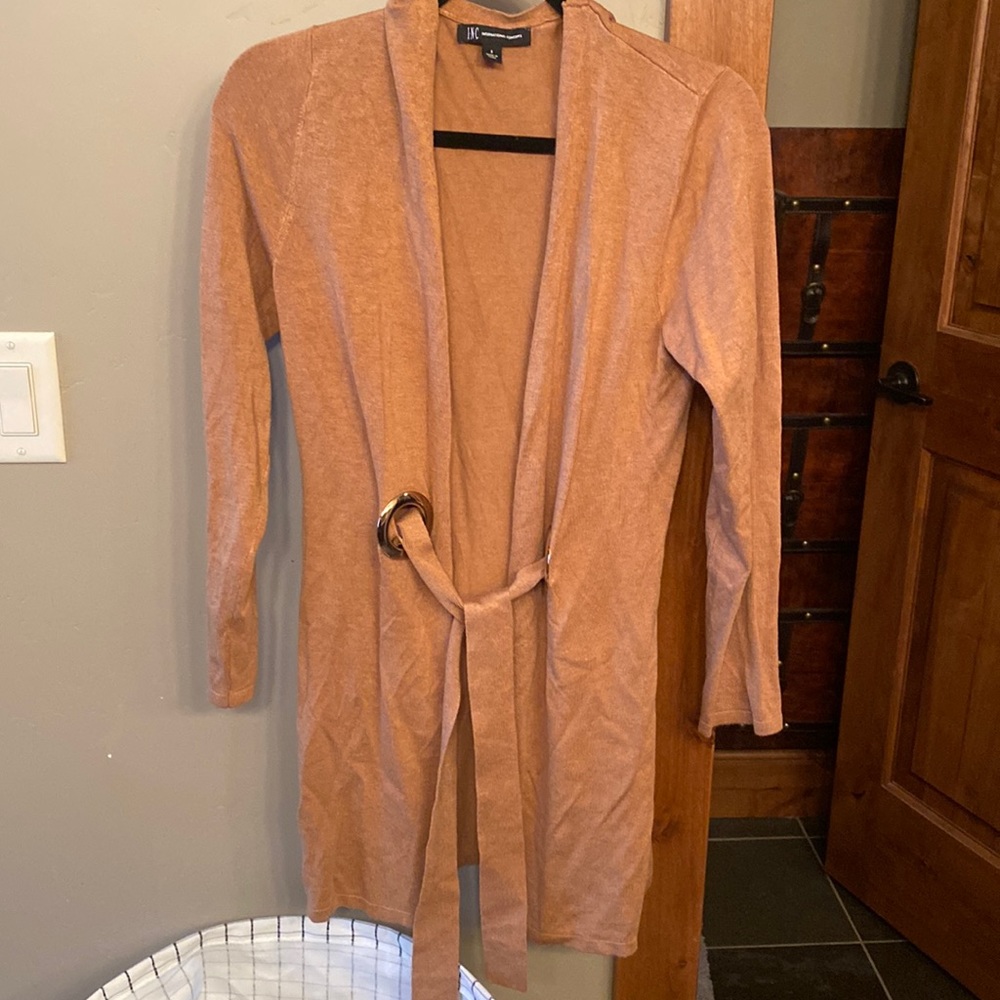 INC international concepts camel sweater w gold detail size small